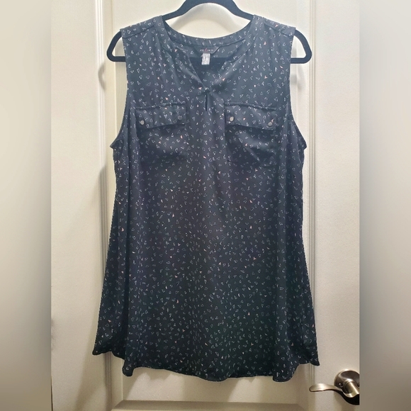 Heart Print Tunic Tie-Waist Top XL - Picture 1 of 7